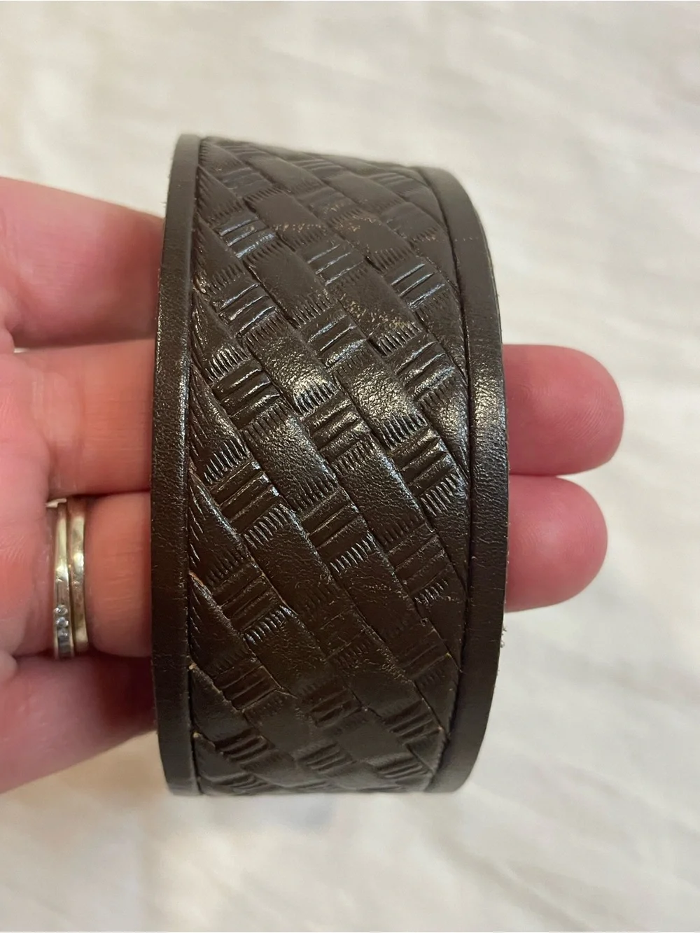 Justin Tooled Basketweave Leather Belt Brown Made USA Western Casual 38 40
